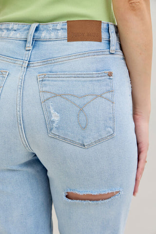 Judy Blue High Waist 90's Back Rip Straight Denim Jeans
