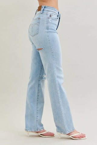 Judy Blue High Waist 90's Back Rip Straight Denim Jeans