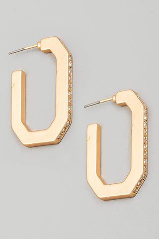 Glam Rectangle Hoop Earrings