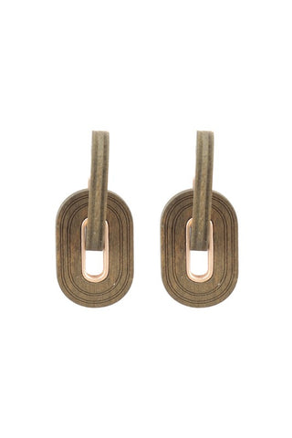 Oval Wood Link Earrings