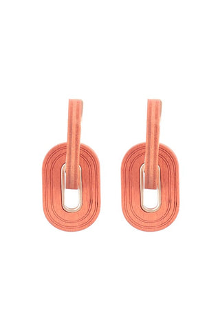 Oval Wood Link Earrings
