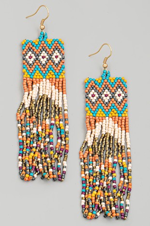 Boho Seed Beaded Fringe Earrings