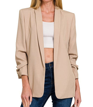 Classic Ruched Sleeve Blazer