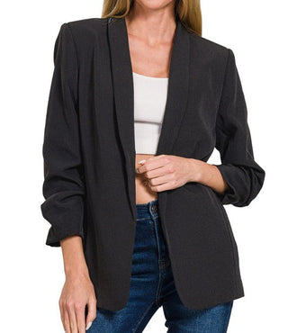 Classic Ruched Sleeve Blazer