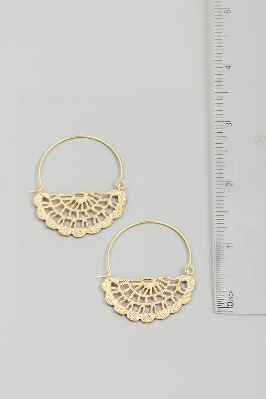 Hammered Semicircle Hoop Earrings