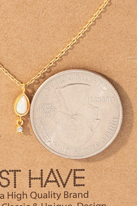 Opal Teardrop Pendant Necklace