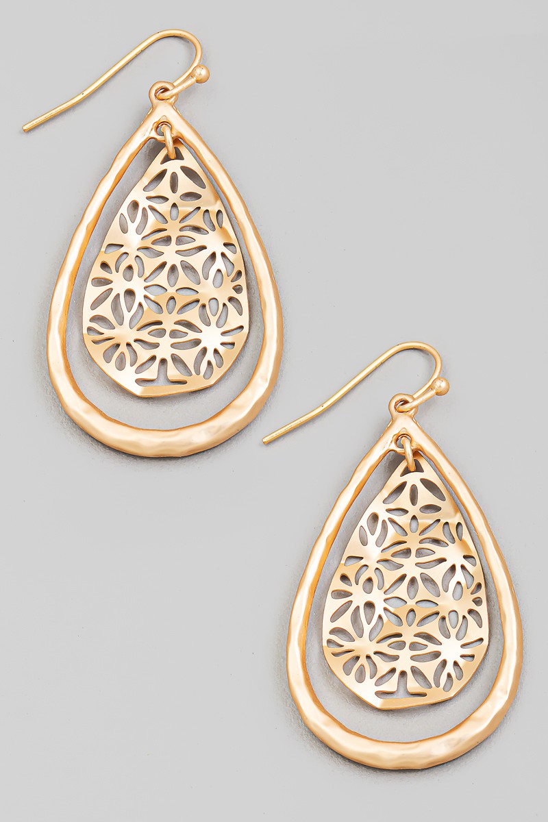 Floral Teardrop Dangle Earrings