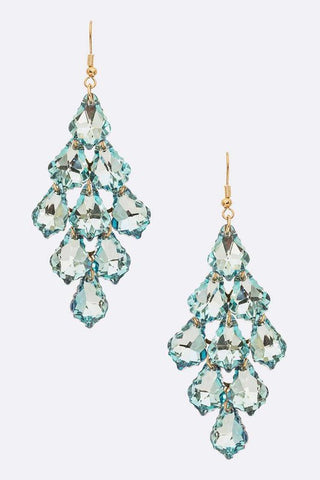 Fringe Glass Drop Chandelier Earrings