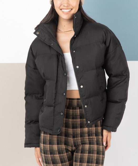 Casual Solid Puffer Jacket