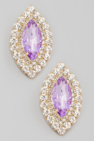 Rhinestone Trim Stud Earrings