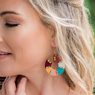 Warp & Weft Earrings - Fabric Wrapped Rings