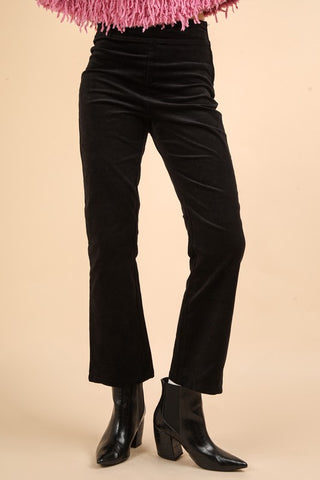 Velvet Boot Cut Pants with Back Pockets