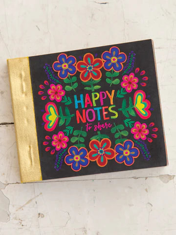 Natural Life Happy Notes Booklet - Tiny Black Floral