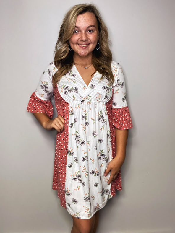 Mauve Bell Sleeve Boho Dress
