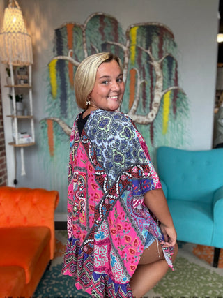 Multi Color/Print Kimono