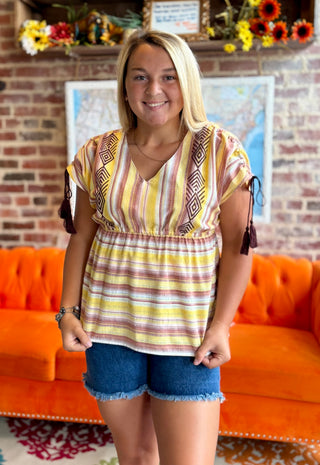 Polly Peplum Striped Top