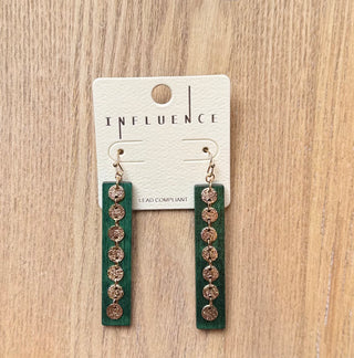 Wood Gold Disc Detail Earrings