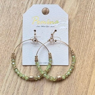 Mint Sparkle Hoop Gold Earrings