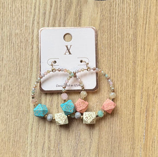 Gold Pastel Stone Hoops