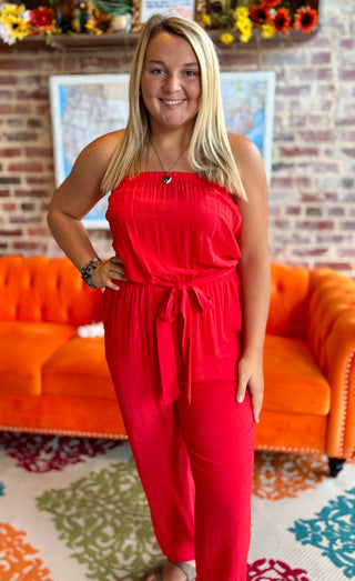 Sleeveless Tie Waist Jumpsuit