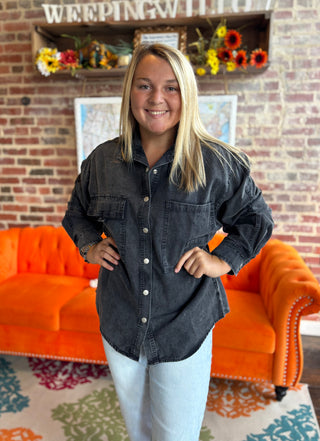 Billy-Jean Black Washed Shacket