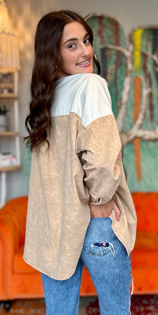 Color Block, Mineral Wash Jacket Top