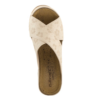 Flexus, Beige Flower Print Wedge