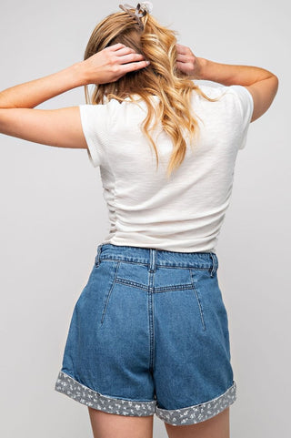 Floral Denim Mom Shorts