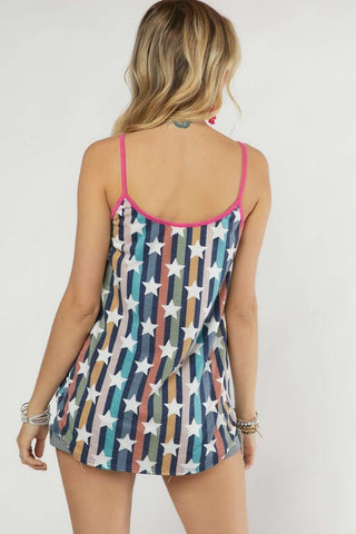 Star Print V-Neck Tank