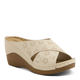 Flexus, Beige Flower Print Wedge