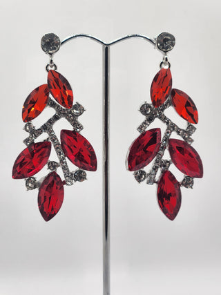 Silver Drop Red Earring
