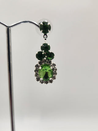 Silver Kiwi Green Crystal Earrings
