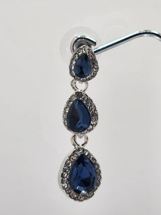 Deep Blue Dangle Three Tier Earring