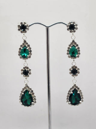 Green Silver Dangle Earring