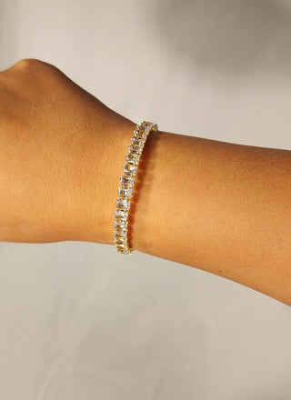 Gold Rectangle CZ Stone Bracelet Cuff