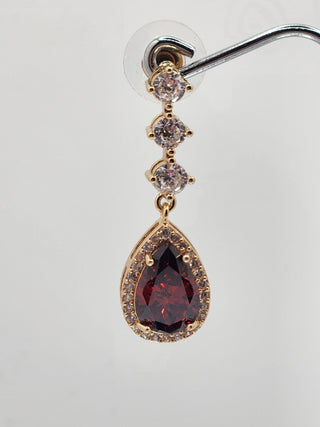 Classy Gold Ruby Teardrop Earring
