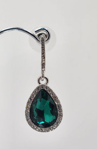 Silver Green Teardrop Earring
