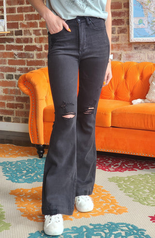 Judy Blue HW Tummy Control Black Flare Jean