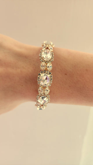 Gold CZ Large Stone Bracelet Cuff