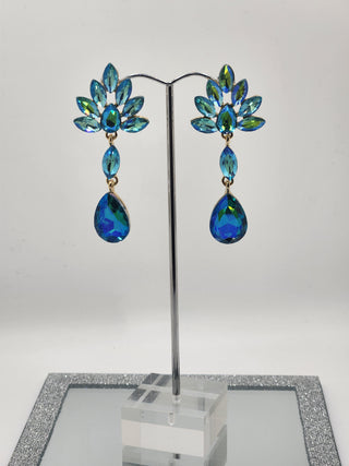 Gold Blue-Green Dangle Earring