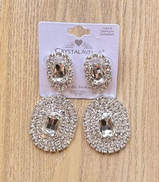 Oval Sterling Diamond Earrings