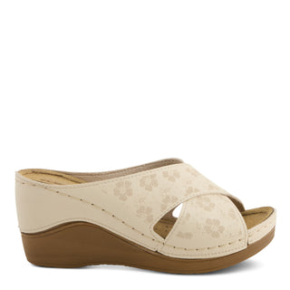 Flexus, Beige Flower Print Wedge