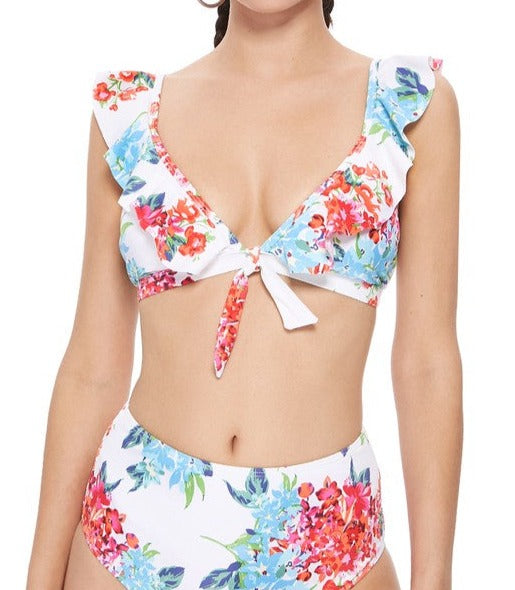 Floral Ruffle High Waisted Bikini