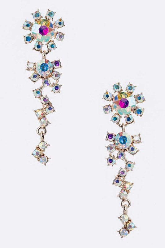 Crystal Flower Chandelier Earrings - Weeping Willow Boutique