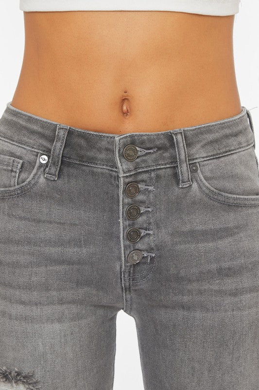 Kancan Faded Grey Patch Skinny Jean