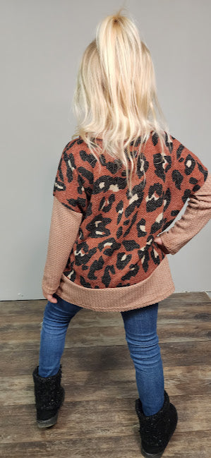 Kids Leopard Waffle Knit Top