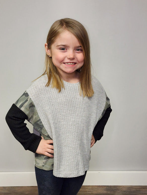 Kids Camo Color Block Top
