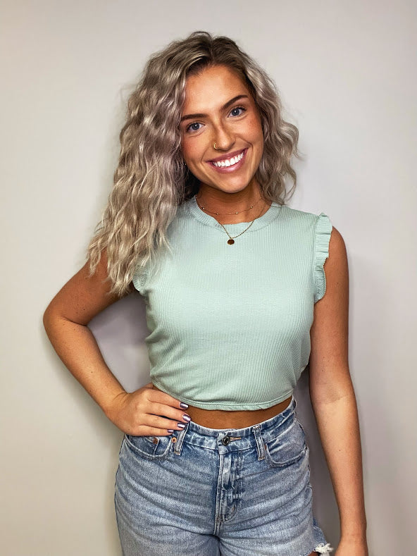 Ruffle, Ribbed Crop Top