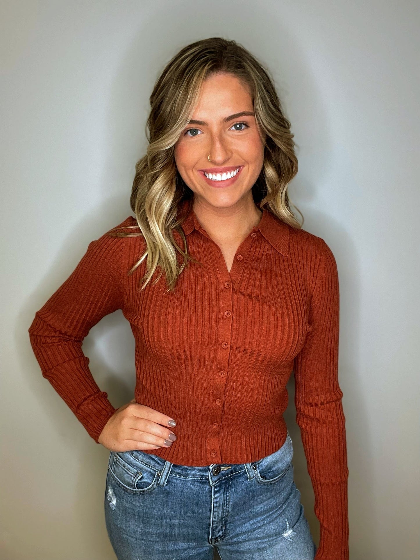 Ribbed Color Sweater Top
