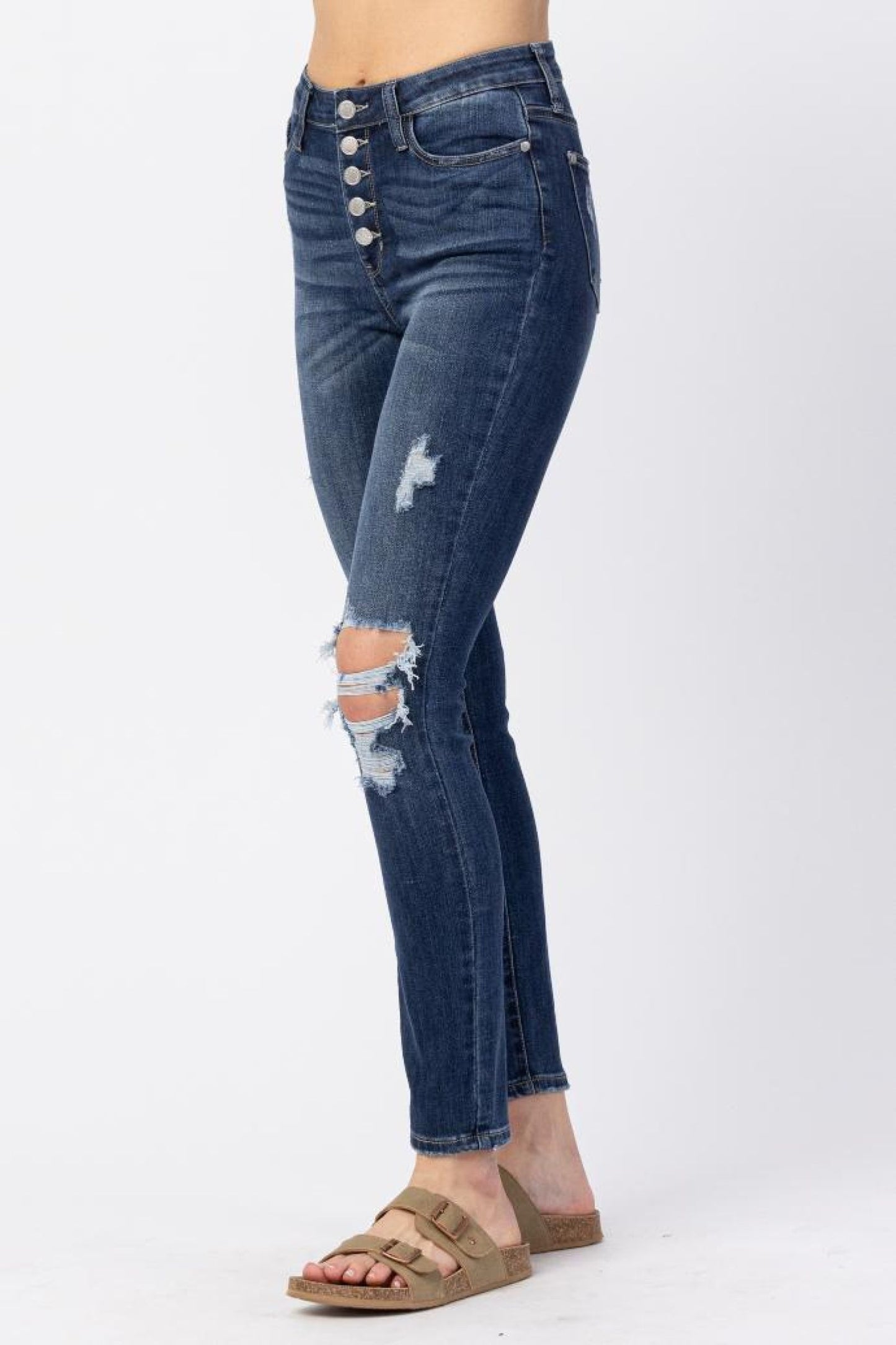 Judy Blue Hi-Rise Button Fly Cuffed Skinny Jean